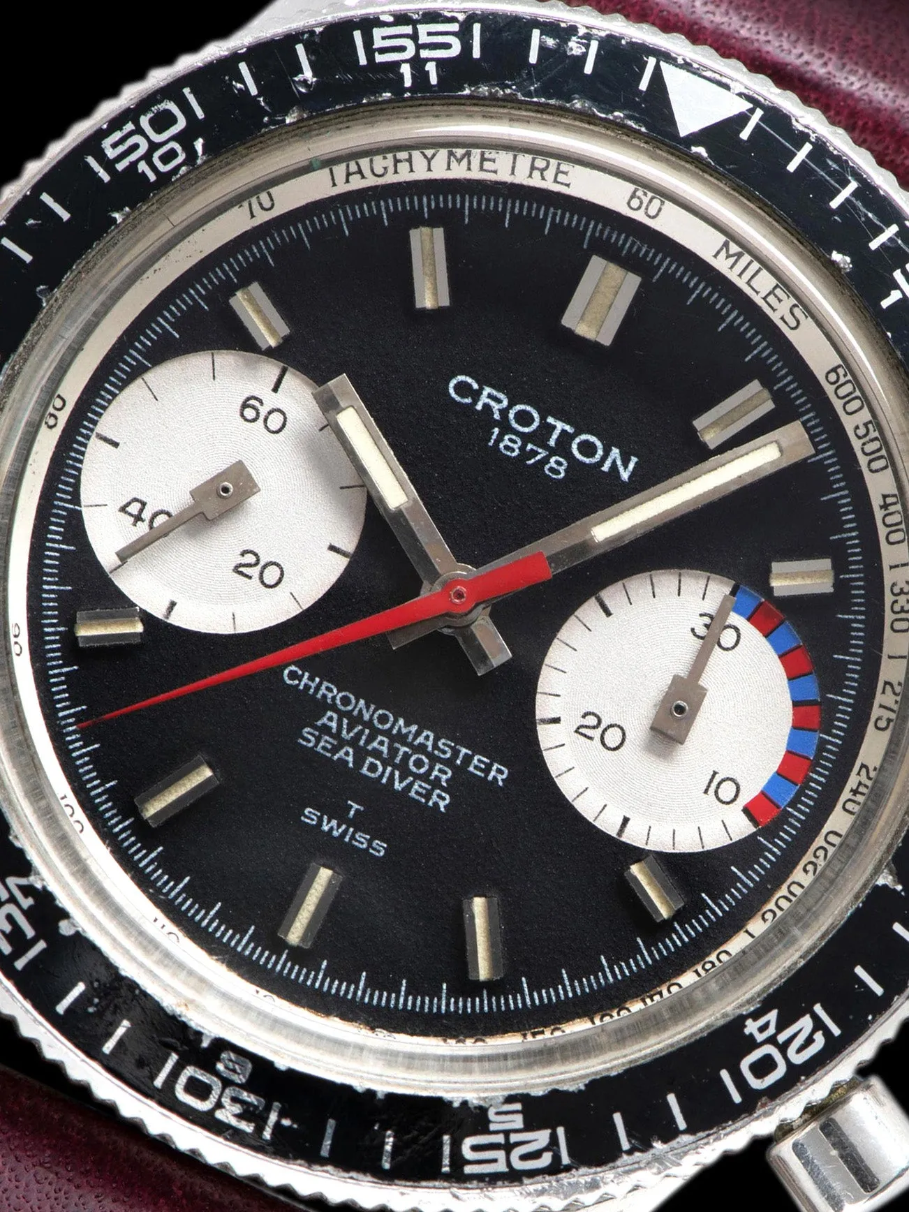 1970s Croton Chronomaster Aviator Sea Diver (Ref. 106) "Yachting" Valjoux Cal. 7733