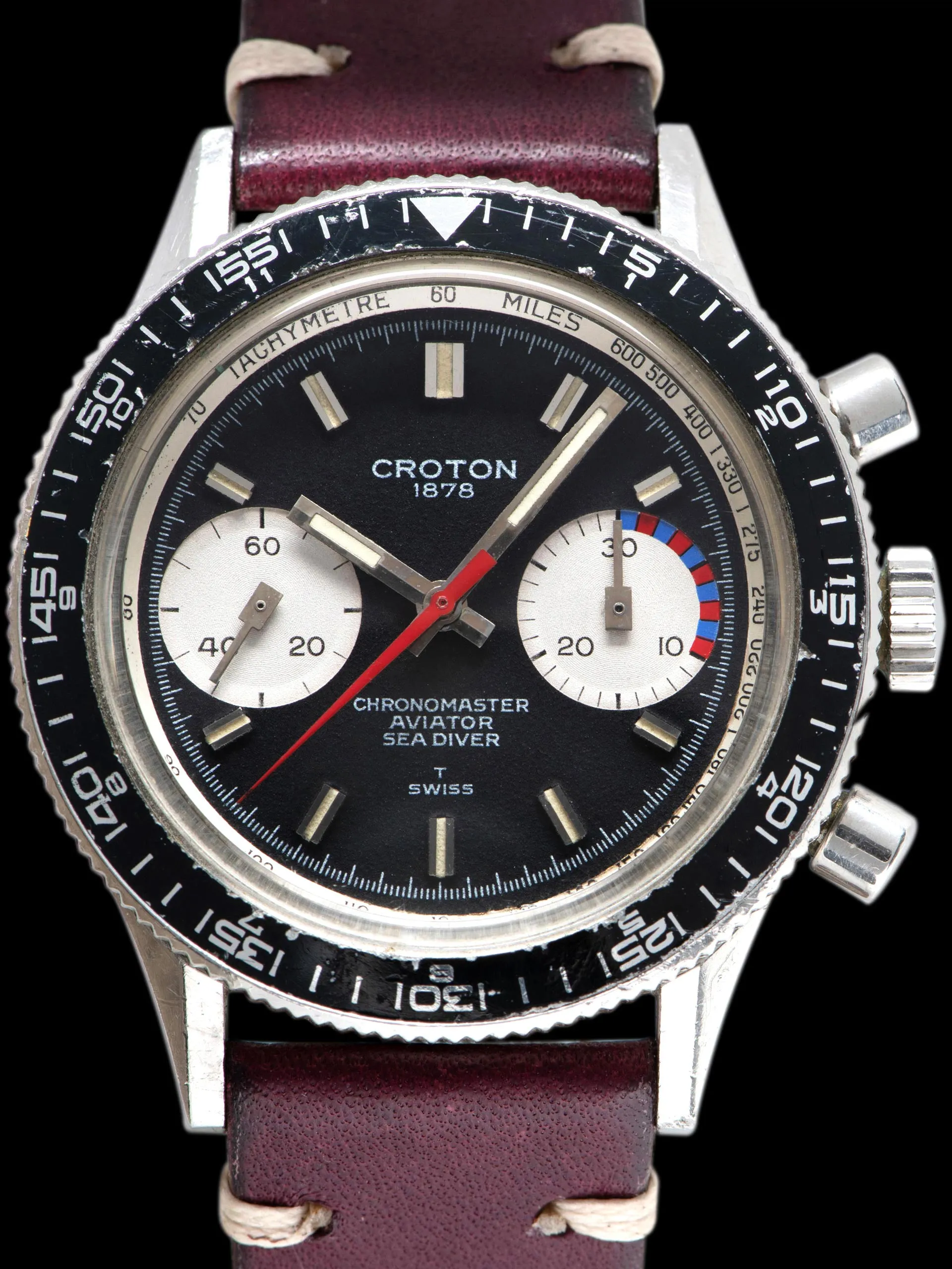 1970s Croton Chronomaster Aviator Sea Diver (Ref. 106) "Yachting" Valjoux Cal. 7733