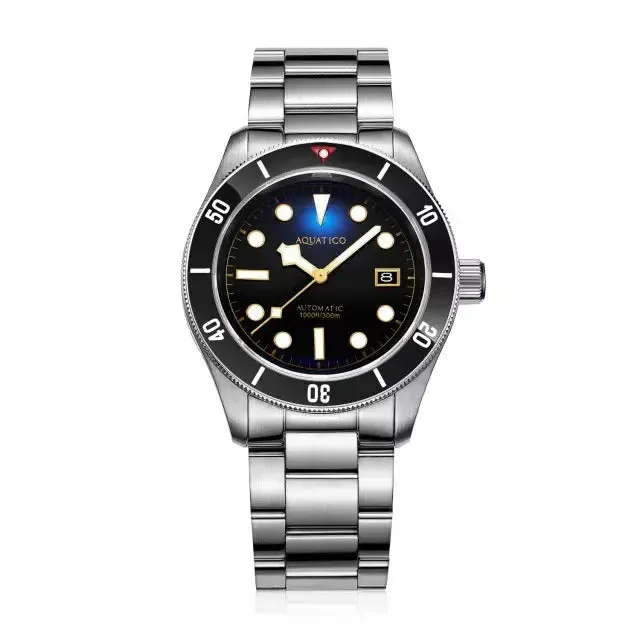 Aquatico Sea Star V2 Black Dial Ceramic Bezel Snowflake Hands Watch (NH35)