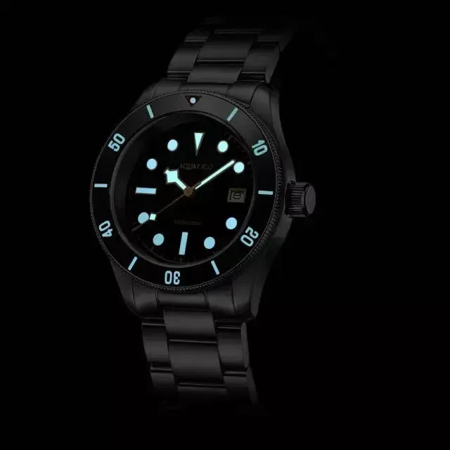 Aquatico Sea Star V2 Black Dial Ceramic Bezel Snowflake Hands Watch (NH35)