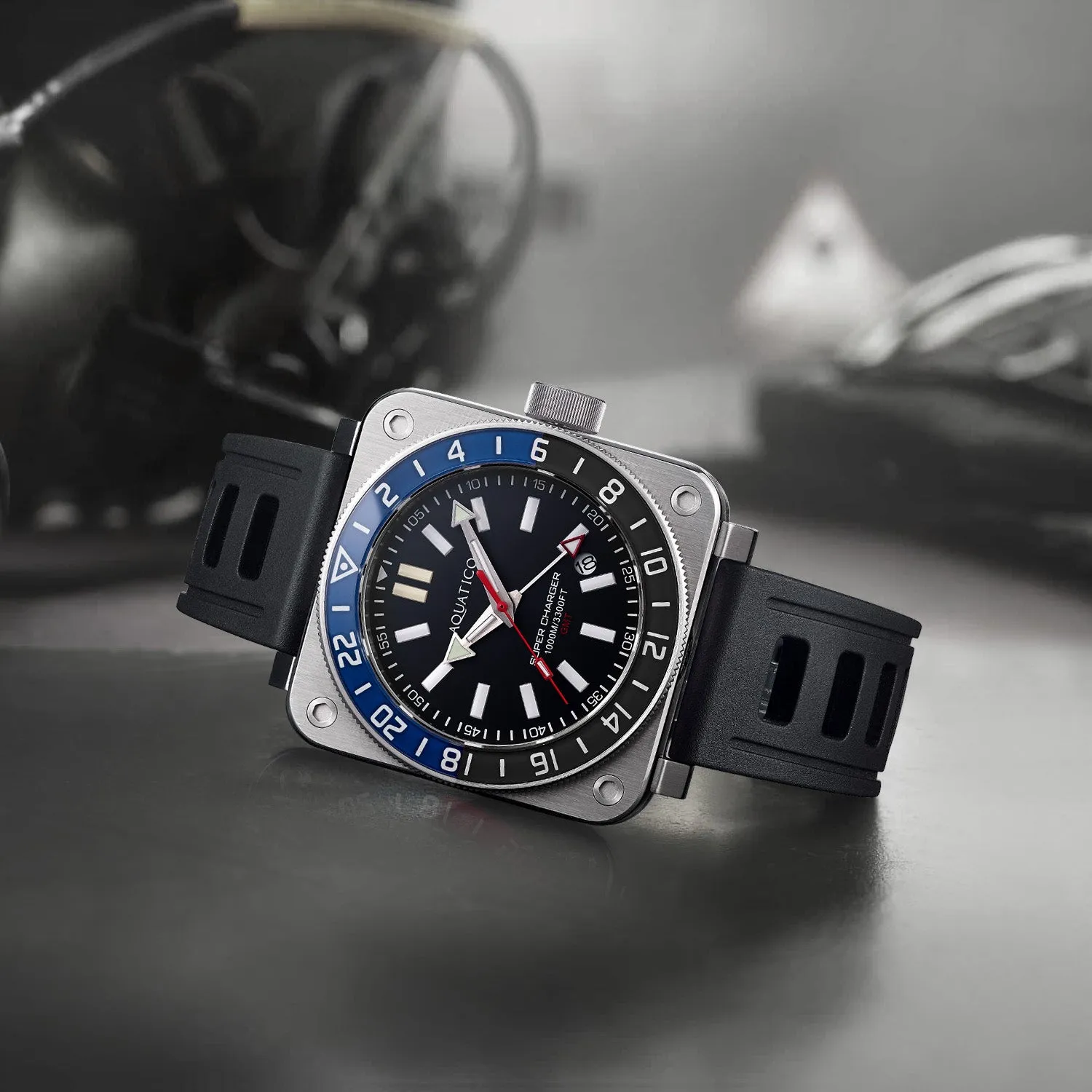 Aquatico Steel Man GMT Watch (Black Dial Batman Bezel)