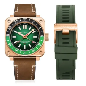 Aquatico Super Charger GMT Watch (Green Dial Green and Black Bezel) NO DATE