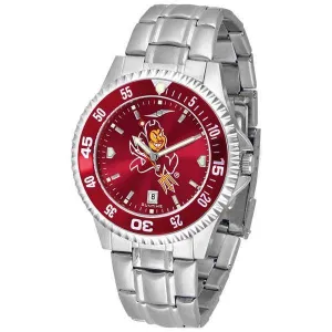 Arizona State Sun Devils Mens Competitor AnoChrome Steel Band Watch w/ Colored Bezel