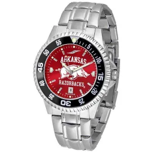 Arkansas Razorbacks Mens Competitor AnoChrome Steel Band Watch w/ Colored Bezel