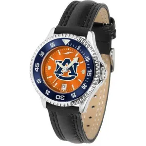 Auburn Tigers Ladies Competitor Ano Poly/Leather Band Watch w/ Colored Bezel