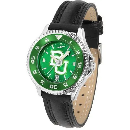 Baylor Bears Ladies Competitor Ano Poly/Leather Band Watch w/ Colored Bezel