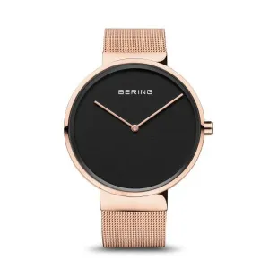 Bering - Classic Collection Unisex Rose Gold Case Black Dial