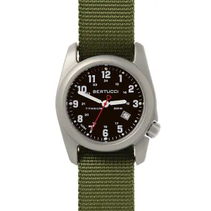 Bertucci A-2T Mens Watch - Titanium - Olive Nylon Strap - Black Dial - 12122