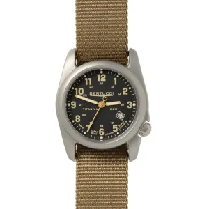 Bertucci A-2T Original Classic Mens Titanium Watch - Dark Khaki Nylon Strap - Black Dial - 12700