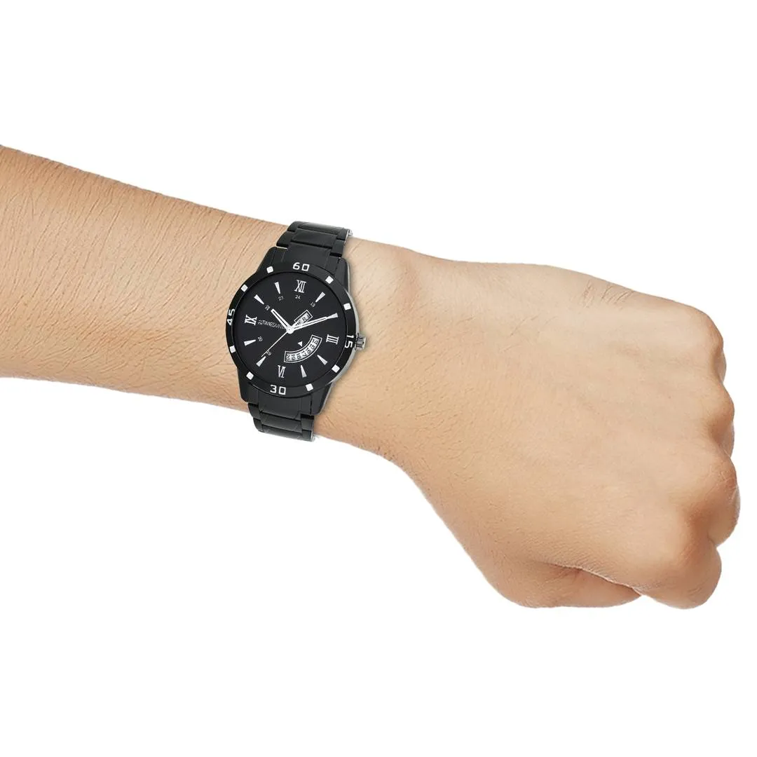 Black Metal Analog Watch for Men