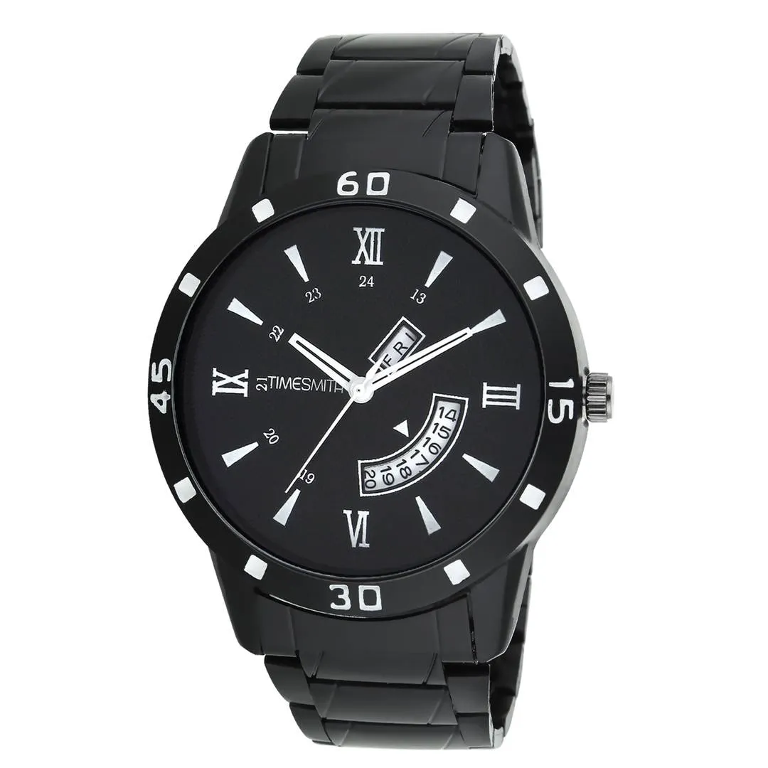 Black Metal Analog Watch for Men