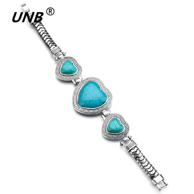 Bohemian Green Stone Charm Bracelets & Bangles for Women Men Jewelry Lovely Vintage Silver Pendant friendship pulseras bracelet