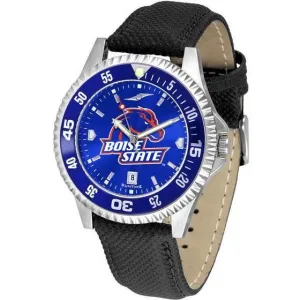 Boise State Broncos Mens Nylon/Leather Band Watch w/ Colored Bezel