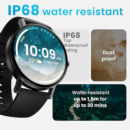 Boult Newly Launched Rover Pro Smart Watch 1.43'' AMOLED, Bluetooth Calling, IP68, Zinc Alloy Frame, 1000 Nits Brightness, AI Voice Assistant, SpO2 Monitoring, 120  Sports Mode Smartwatch (Ash Black)