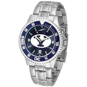 Brigham Young Cougars Mens Competitor AnoChrome Steel Band Watch w/ Colored Bezel