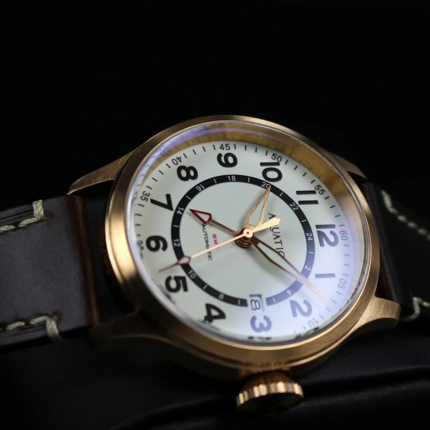 Bronze Horizon Hawk GMT Full Lume White Dial