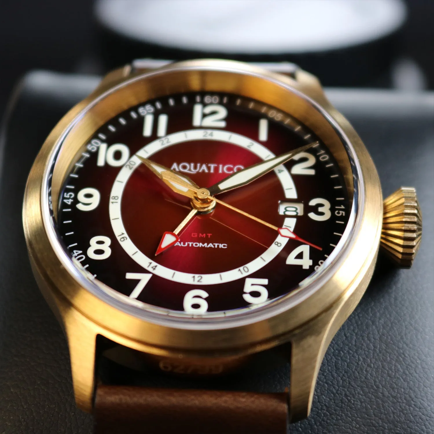 Bronze Horizon Hawk GMT Gradient Burgundy Dial