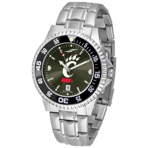 Cincinnati Bearcats Mens Competitor AnoChrome Steel Band Watch w/ Colored Bezel