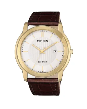 Citizen Classic Eco Drive Brown Leather Strap Men's Watch AW1212-10A