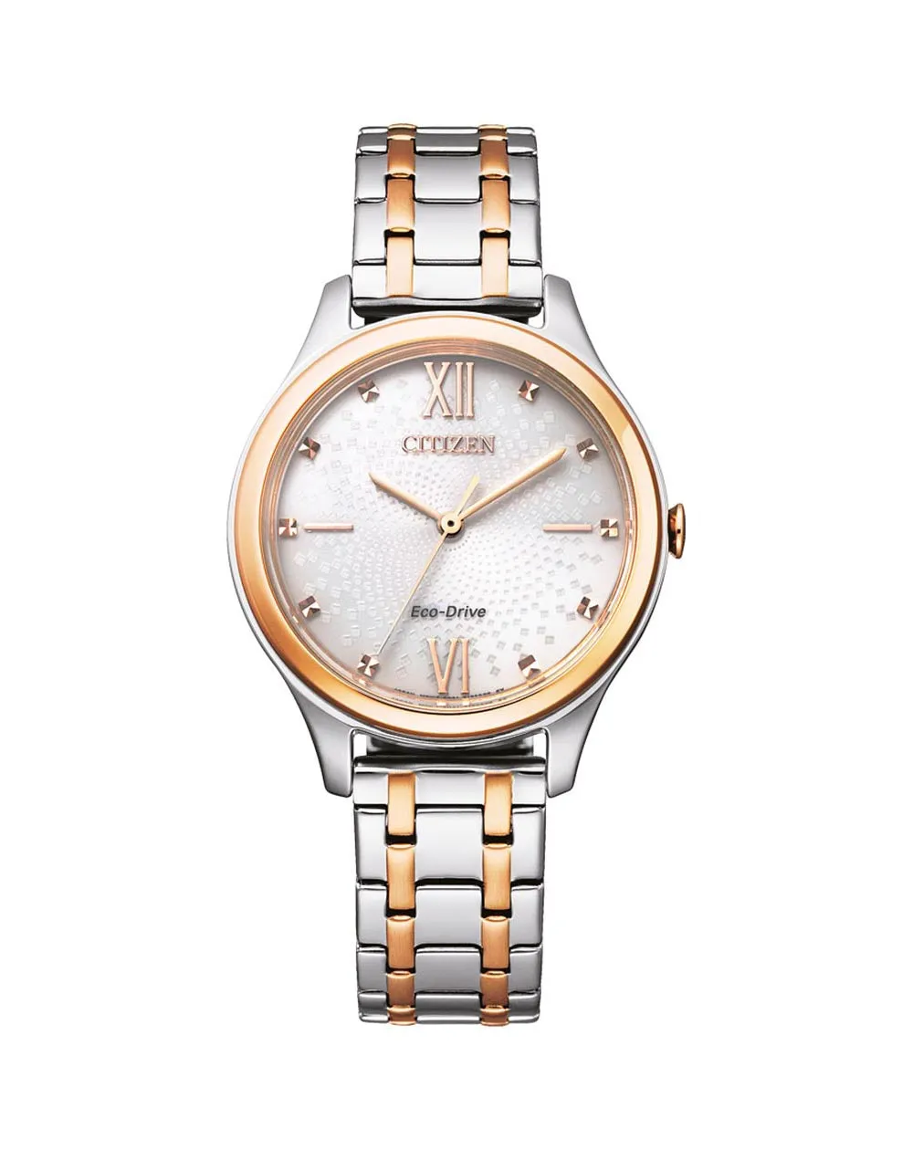 Citizen Dress Two-Tone Patterned Ivory Dial Women's Watch EM0506-77A