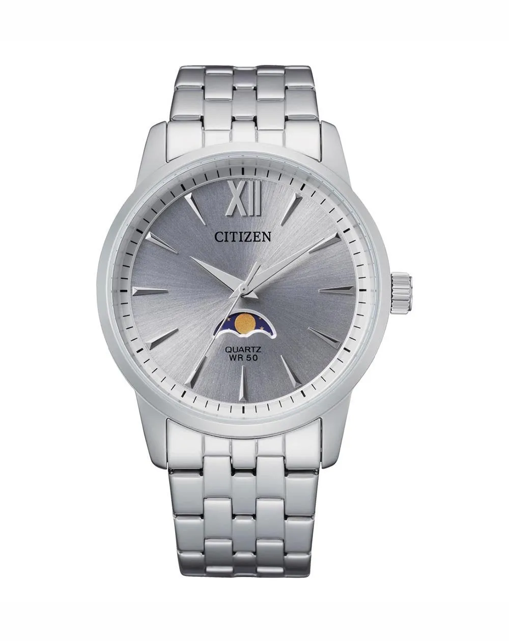 Citizen Silver Stainless Steel Moonphase Dress Watch AK5000-54A