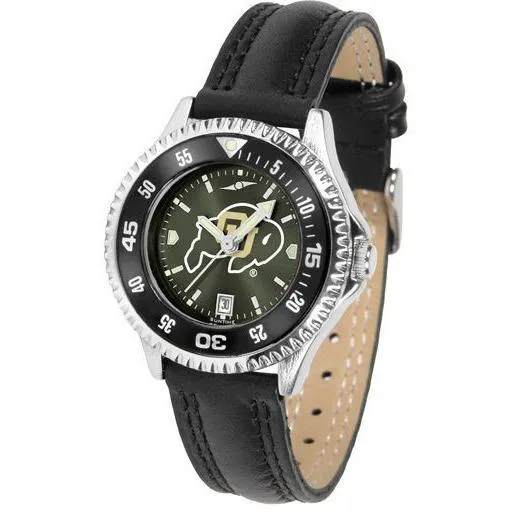 Colorado Buffaloes Ladies Competitor Ano Poly/Leather Band Watch w/ Colored Bezel