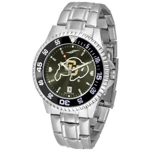 Colorado Buffaloes Mens Competitor AnoChrome Steel Band Watch w/ Colored Bezel