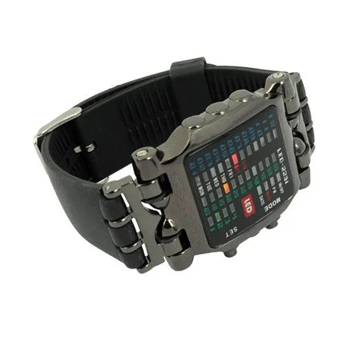 Cool 21 Colorful LED Digital Binary Wrist Watch men full steel watch