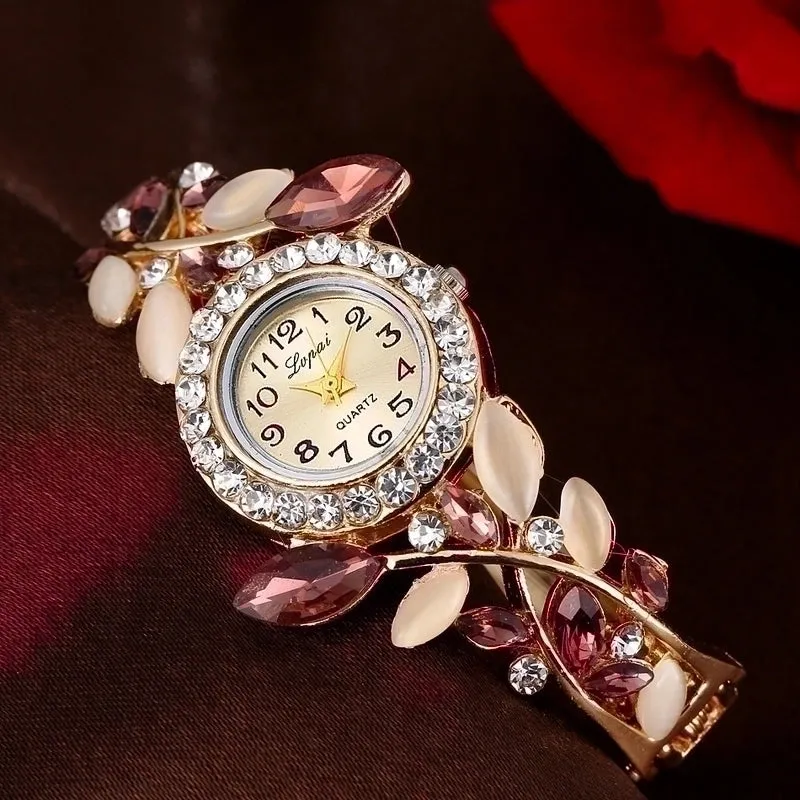 Elegant Leaf Buckle Quartz Women's Watches