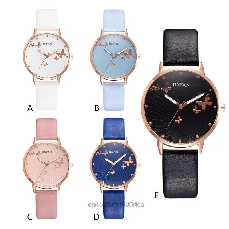 Elegant Simple Butterfly Design Dial Design Ladies Watches Women Fashion Luxury Dress Watch Casual Woman Quartz Leather Clock