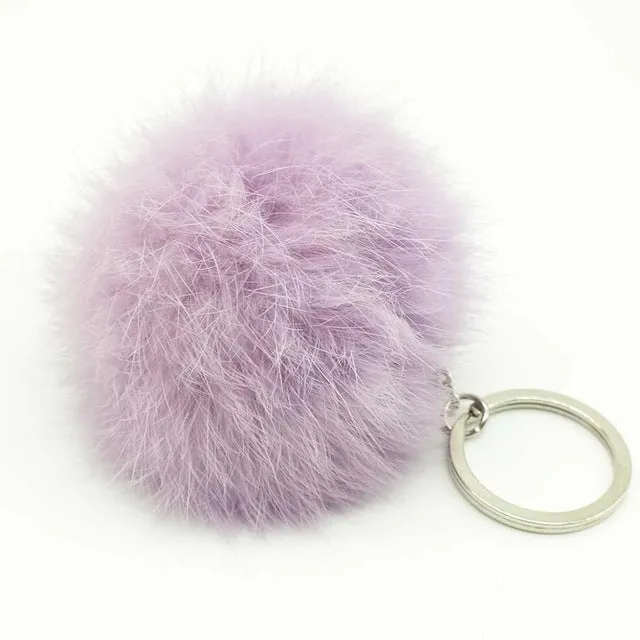 Fashion Artificial faux BIG Fur PomPom keychain leather Bag Ball natural rabbit fur keychain pom pom Lovely Fluffy Key Chain