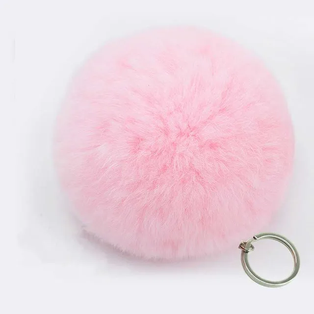 Fashion Artificial faux BIG Fur PomPom keychain leather Bag Ball natural rabbit fur keychain pom pom Lovely Fluffy Key Chain