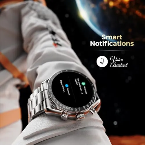 Fire-Boltt Moonwatch 36.3mm (1.43 inch) AMOLED Display, Wireless Charging, Metallic Frame, Stainless Steel Luxury Straps, Complete Health Suite, Bluetooth Calling, Sports Modes (Rose Gold)