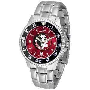 Florida State Seminoles Mens Competitor AnoChrome Steel Band Watch w/ Colored Bezel