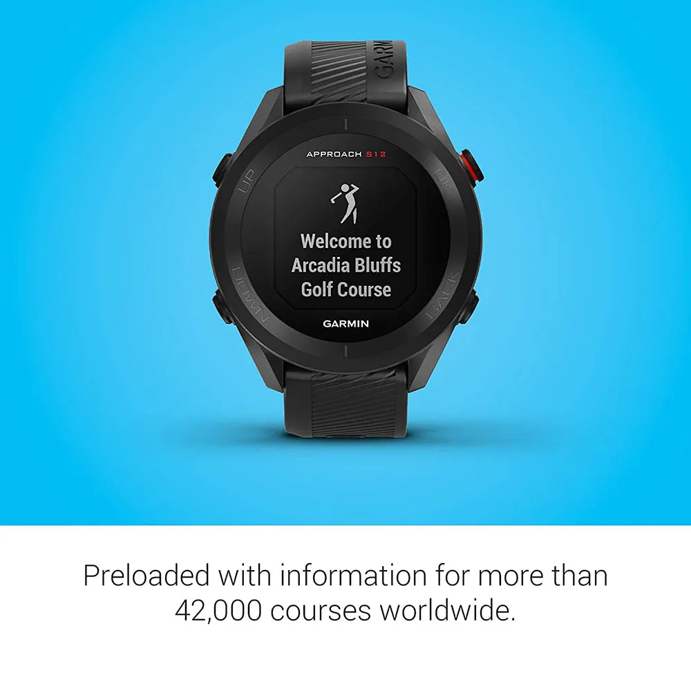 Garmin Approach S12 42k  Preloaded Courses Easy-to-Use GPS Golf Black Watch - 010-02472-00