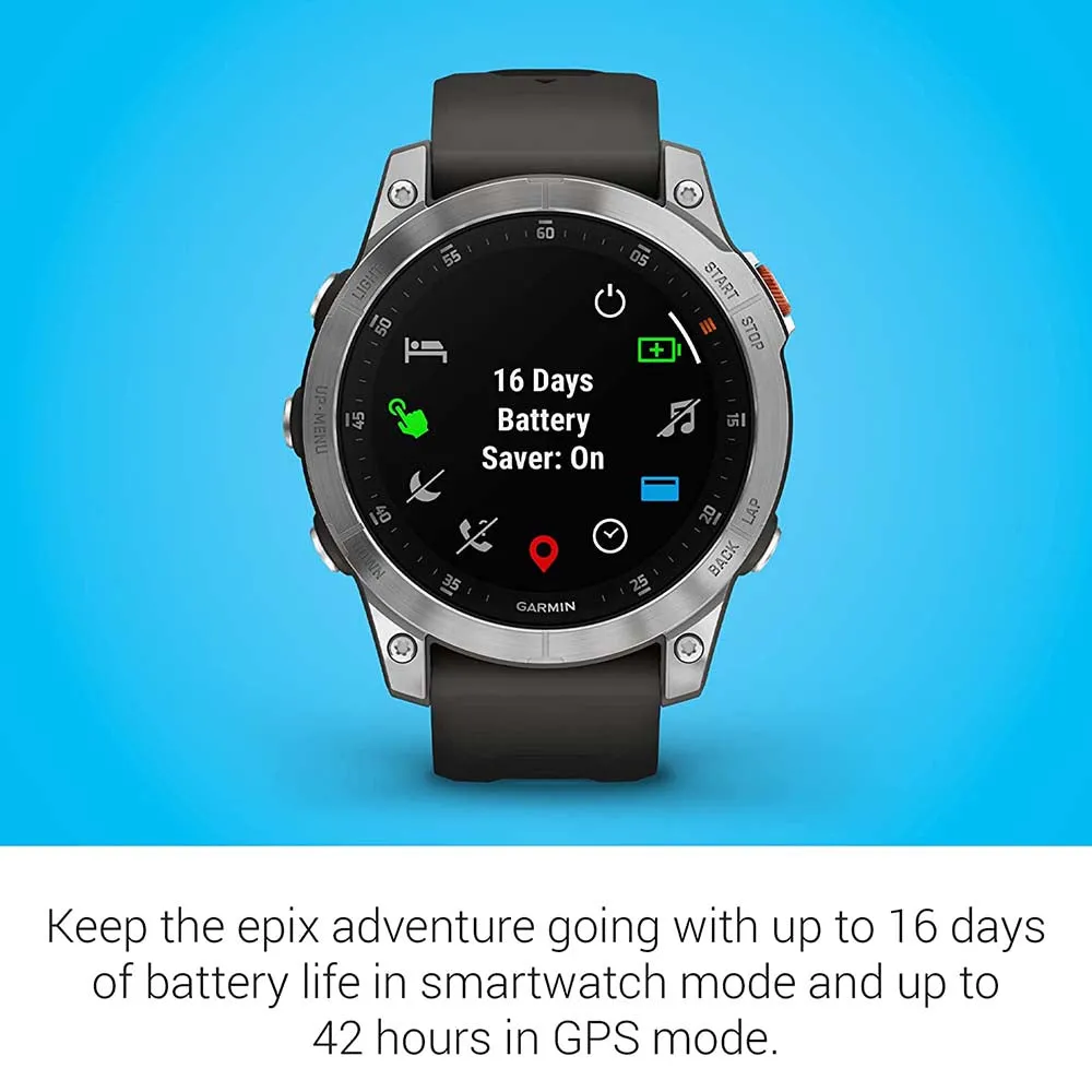 Garmin epix Gen 2 Slate Steel Health and wellness features, touchscreen AMOLED display Premium Active Smartwatch - 010-02582-00