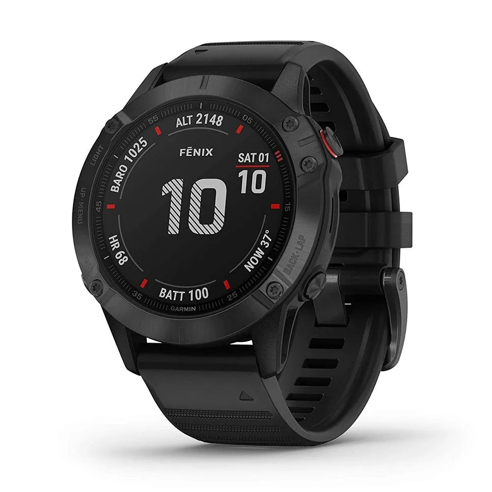 Garmin fenix 6 Pro Black Silicone Band Black Digital Dial Multisport GPS Smart Watch - 010-02158-01