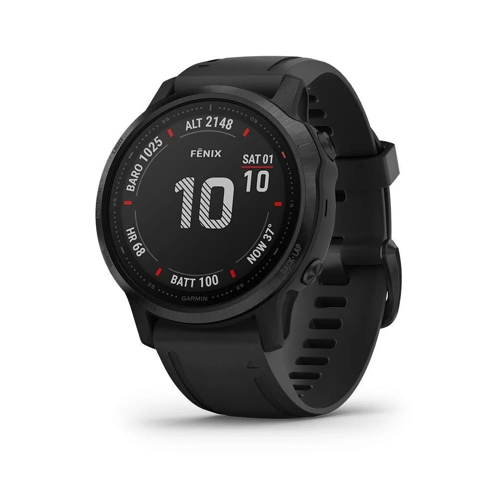 Garmin fenix 6S Por Black Silicone Band Black Digital Dial Multisport GPS Smart Watch - 010-02159-13