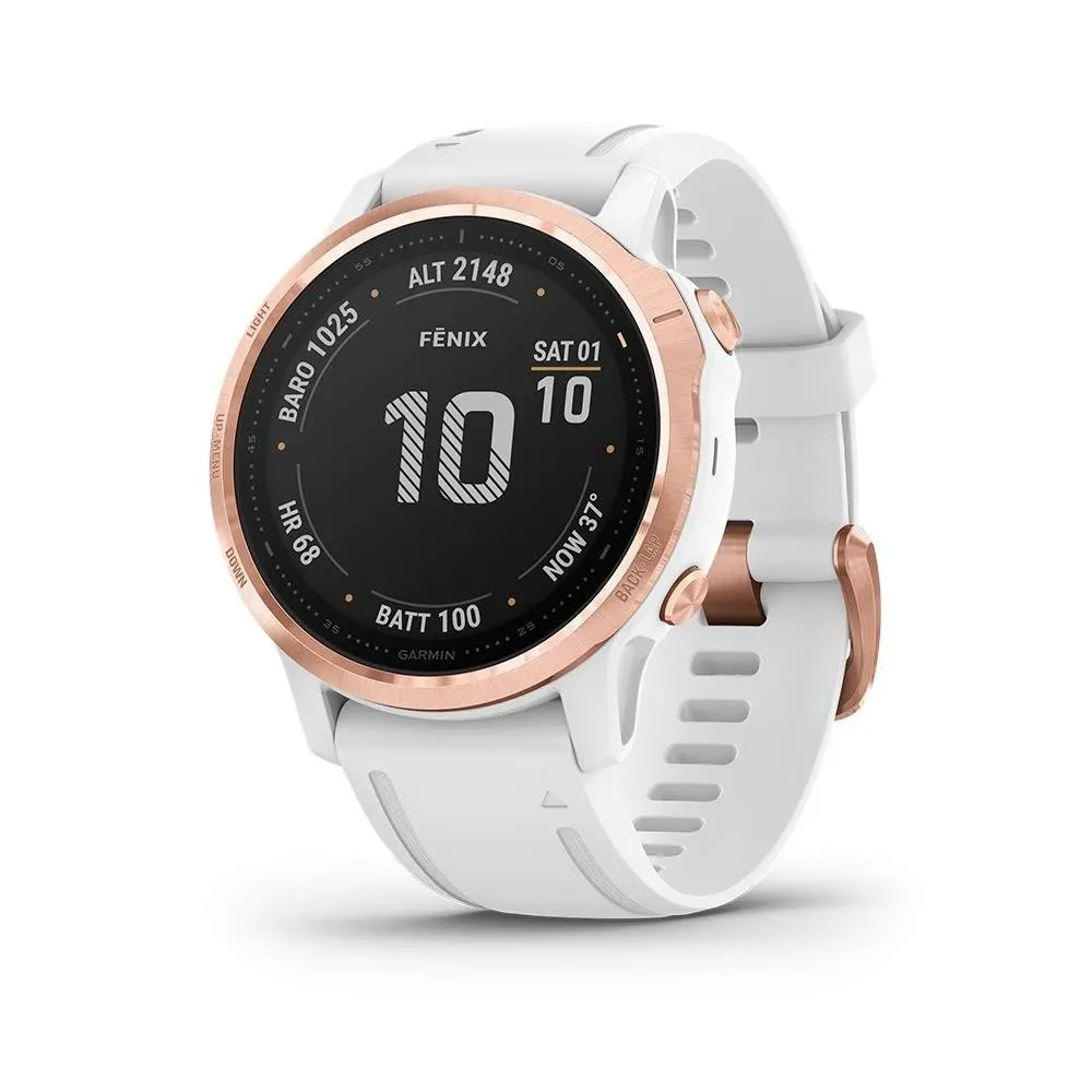 Garmin fenix 6S Por White Silicone Band Black Digital Dial Multisport GPS Smart Watch - 010-02159-10