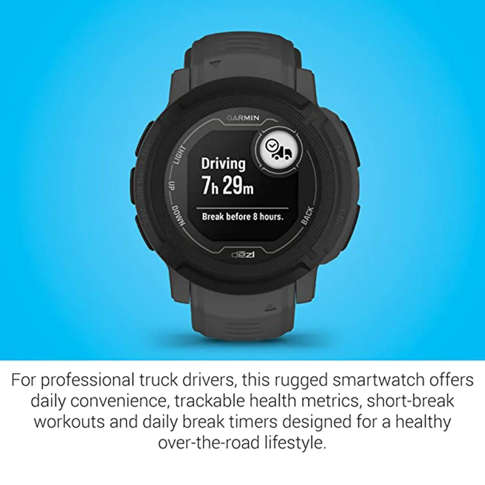 Garmin Instinct 2 dezl Edition Black Easy Break Planning Compatible with Dezl OTR Navigator Rugged Trucking Smartwatch - 010-02626-70