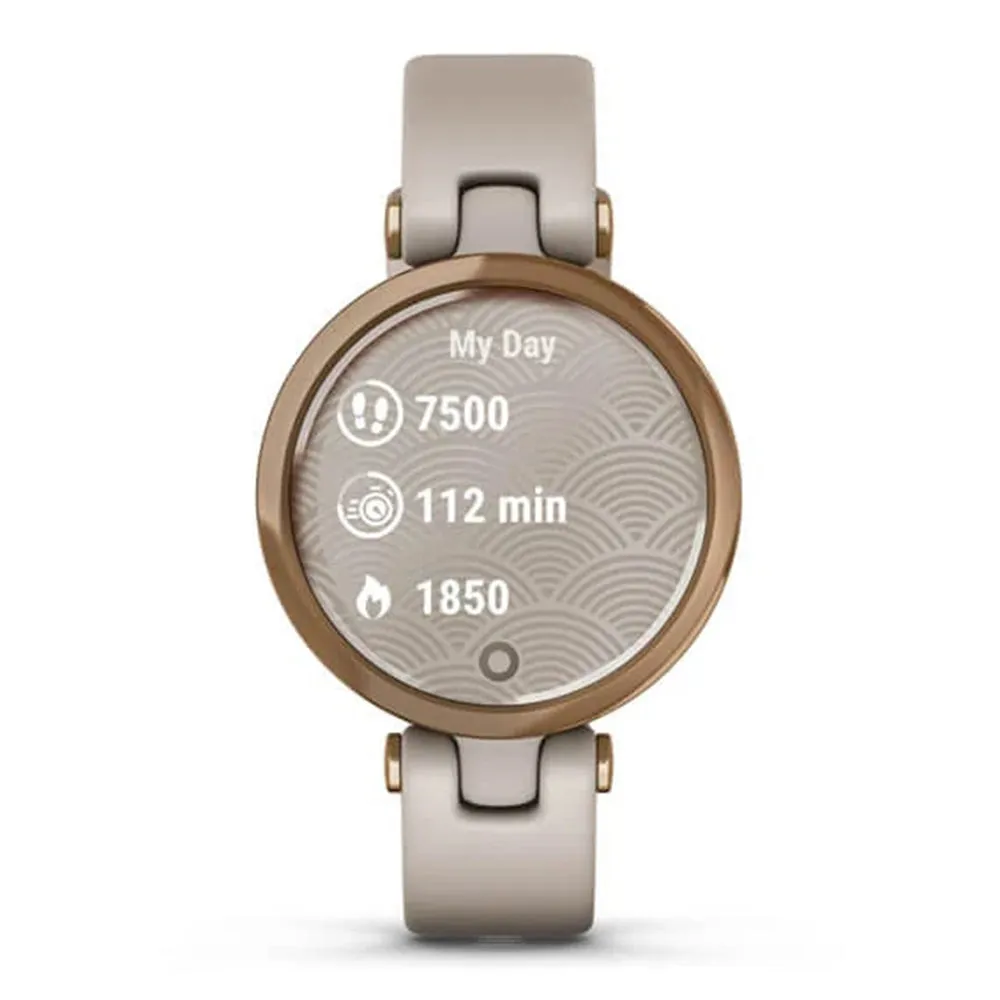 Garmin Lily Sport Fiber-Reinforced Polymer Case Silicone Strap Light Sand with Rose Gold Aluminium Bezel Smartwatch - 010-02384-01