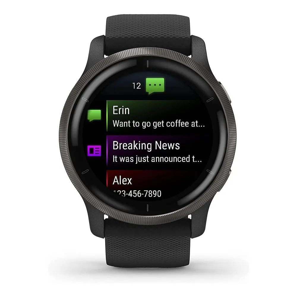 Garmin Venu 2 Advanced Health Monitoring and Fitness Features Slate Bezel GPS Smartwatch- 010-02430-01