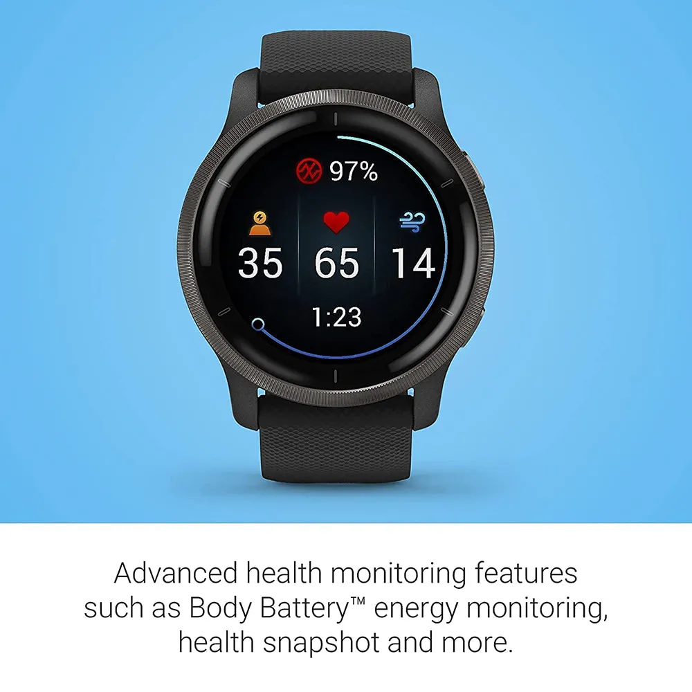 Garmin Venu 2 Advanced Health Monitoring and Fitness Features Slate Bezel GPS Smartwatch- 010-02430-01