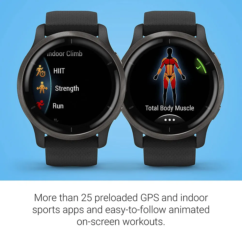 Garmin Venu 2 Advanced Health Monitoring and Fitness Features Slate Bezel GPS Smartwatch- 010-02430-01