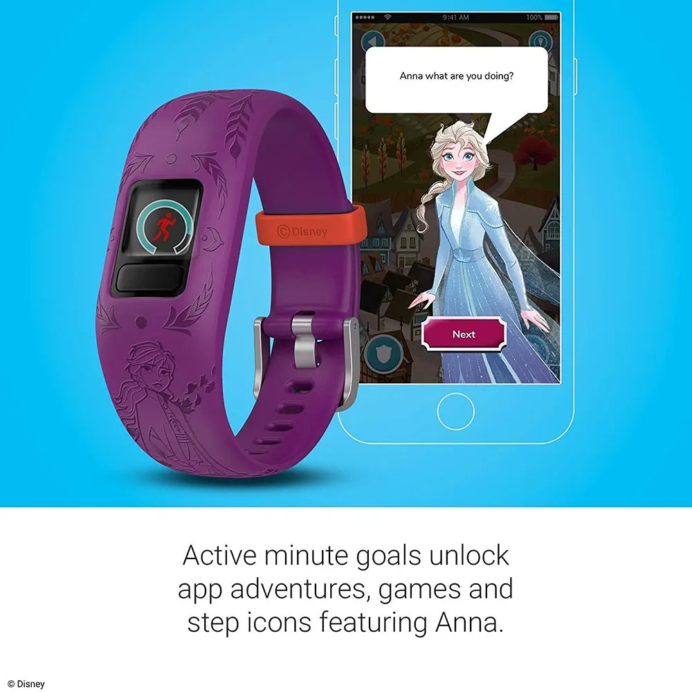 Garmin vivofit Jr 2 Kids Disney Frozen 2 Anna Purple Silicone Band Fitness/Activity Tracker Smart Watch - 010-01909-39