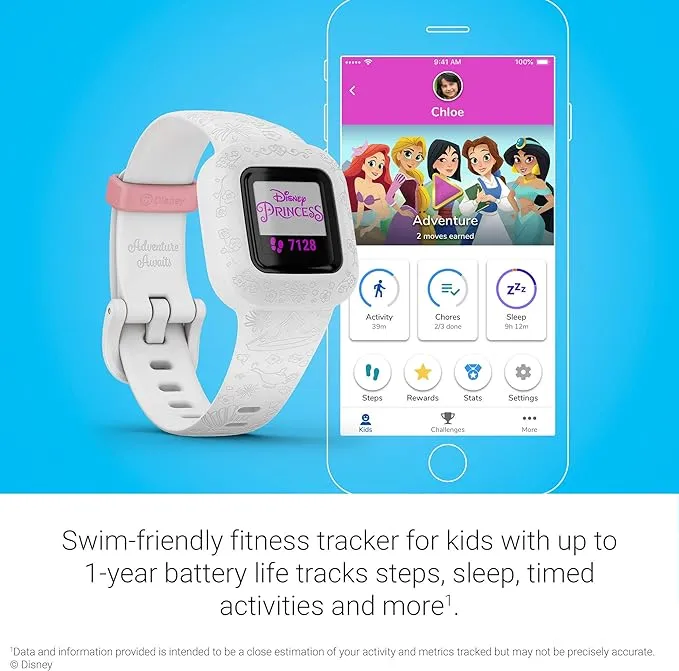 Garmin vivofit jr. 3, Fitness Tracker for Kids, Swim-Friendly, Up To 1-year Battery Life, Disney Princess