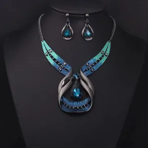 Gemstone Short Clavicle Necklace Jewelry Set