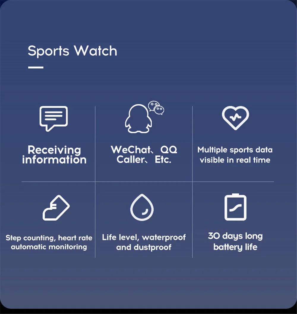 Heart Rate Sleep Monitoring Blood Pressure Smartwatch