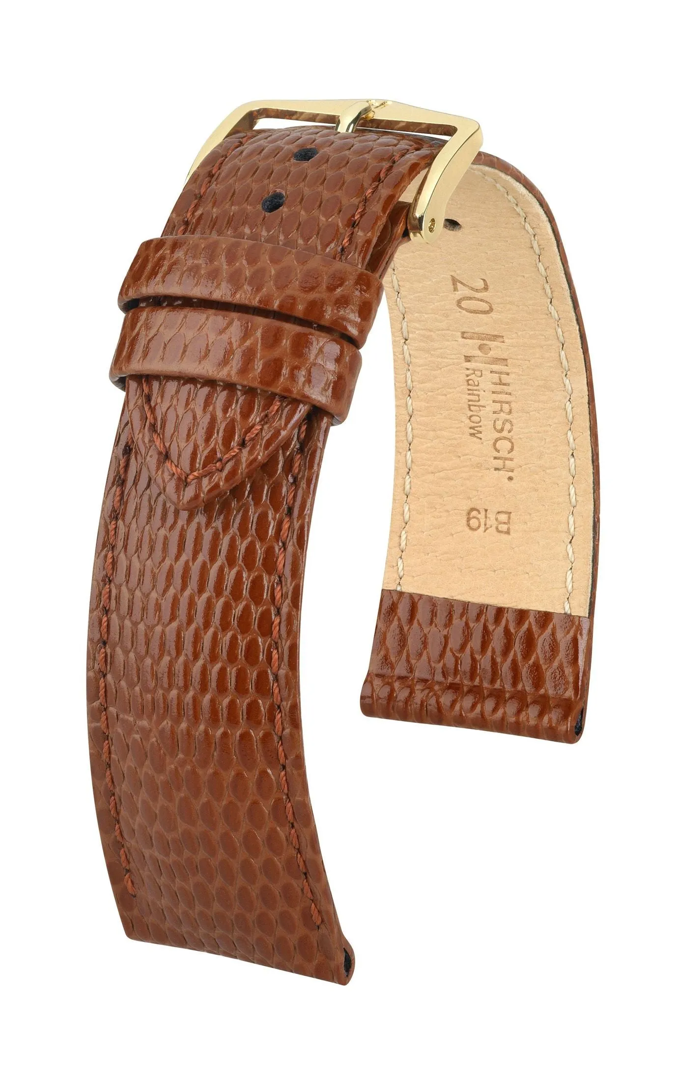 Hirsch Rainbow Medium Brown Leather Band