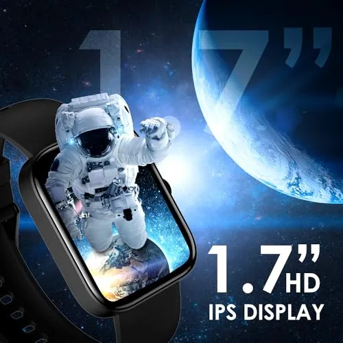 Itel Smartwatch 1ES with Large 1.7 HD IPS Display | Digital Crown | up to 15 Day Battery | IP68 Water Resistant | SpO2 & HR Sensor | 170  Watch Faces